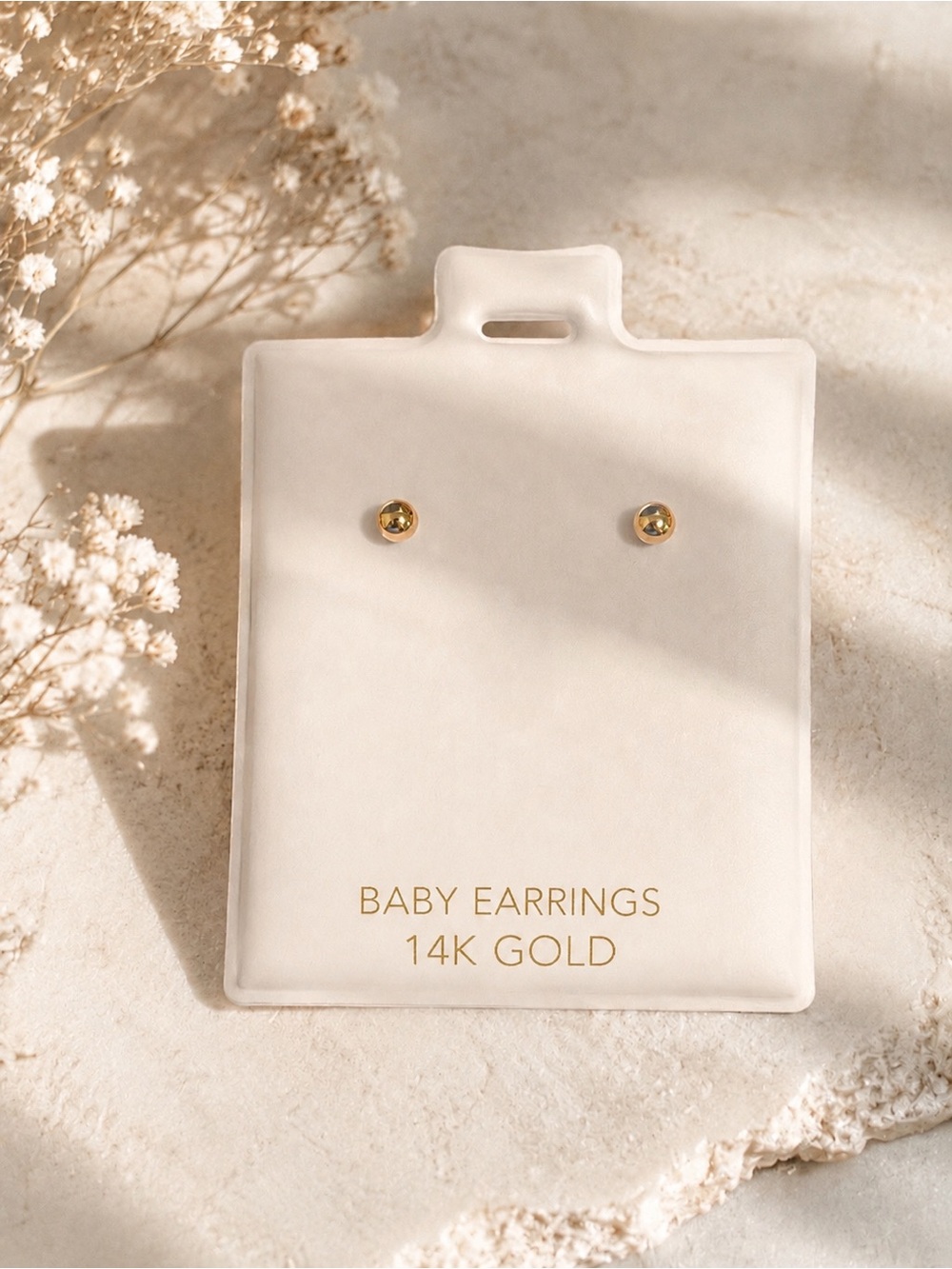 14k brand new  Gold Baby Stud Earrings - Gold